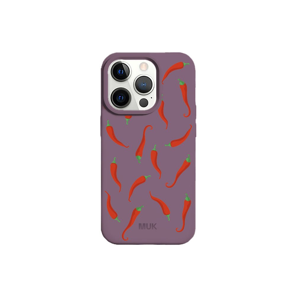 Funda de móvil TPU berenjena con diseño de chili's
