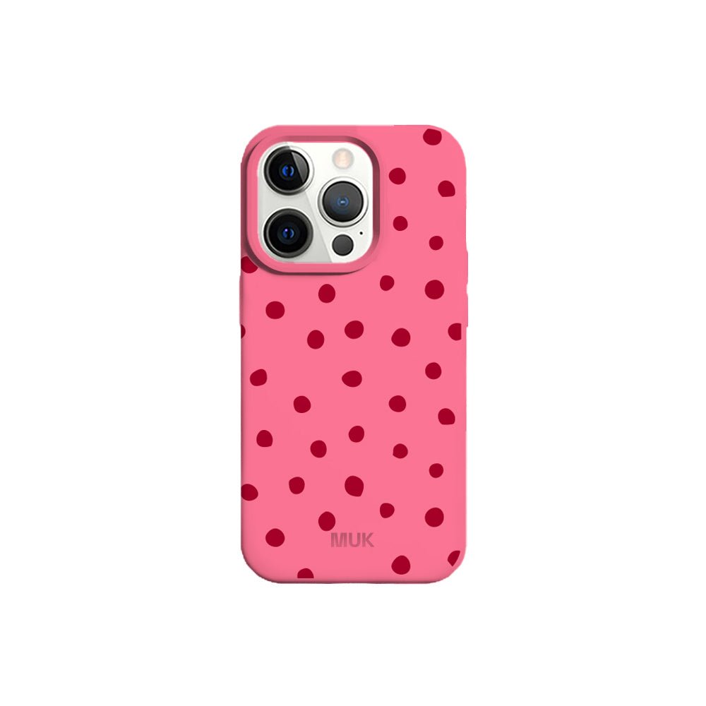 Pink TPU phone case with dots design
