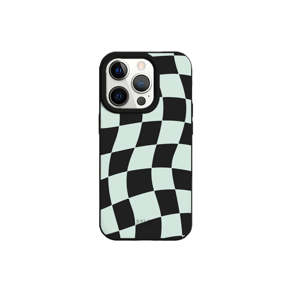 Black TPU mobile phone case with chess design
