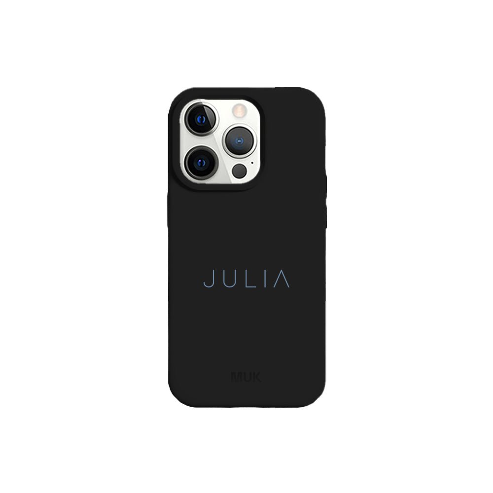 Funda de móvil TPU negra con diseño de nombre personalizado
