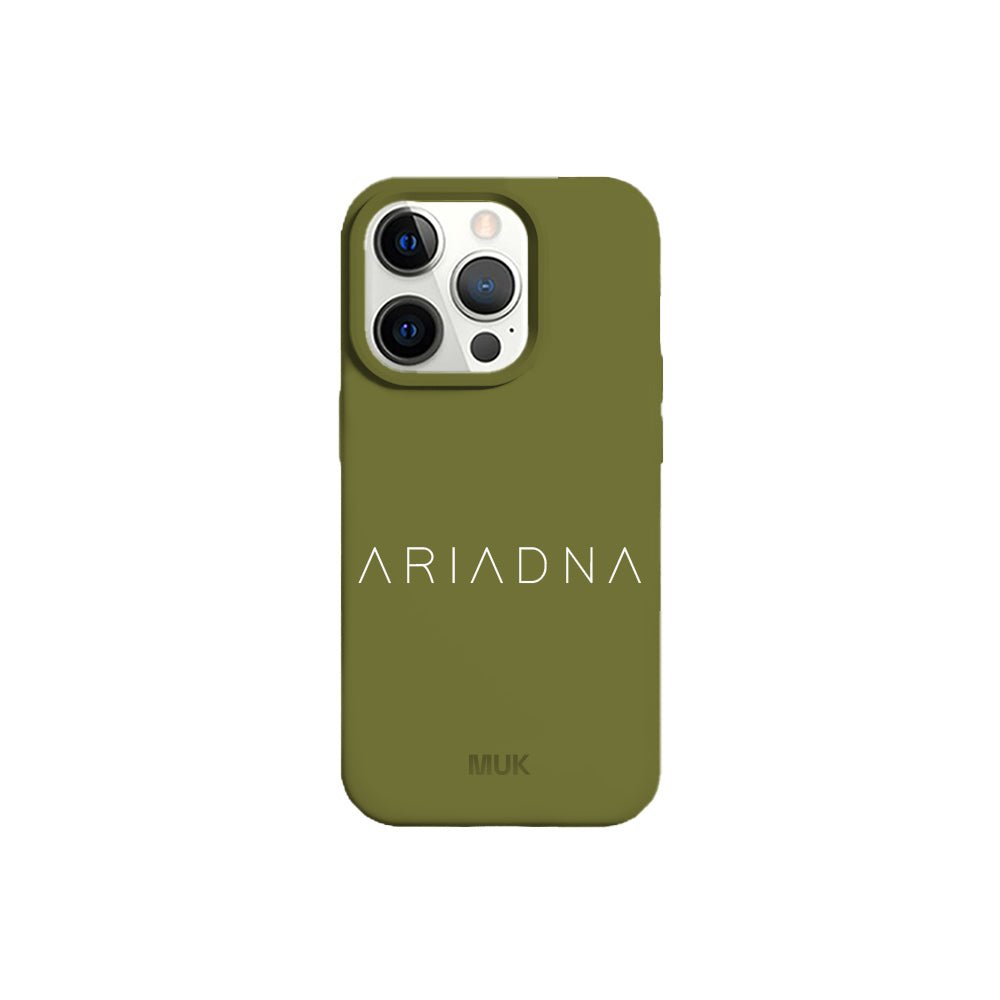 Green TPU mobile phone case with personalized name design
