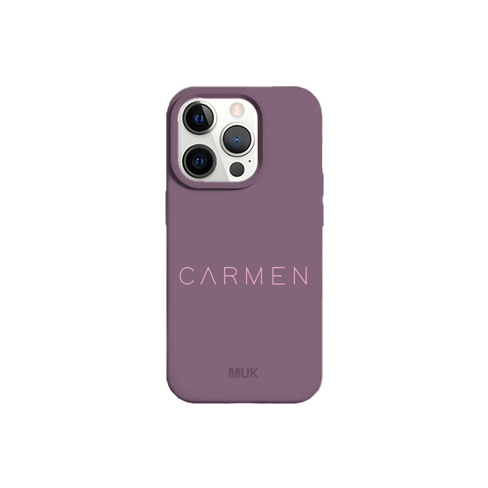 Funda de móvil TPU berenjena con diseño con nombre personalizado
