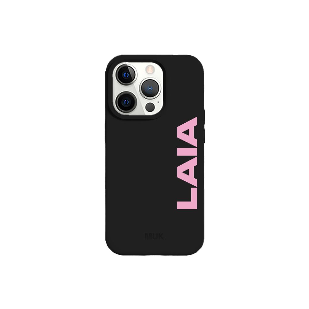 Black TPU mobile phone case with personalized name design
