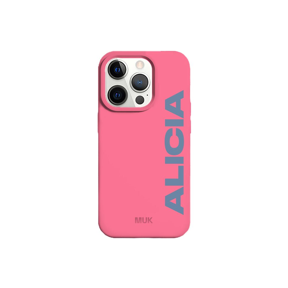 Pink TPU mobile phone case with personalized name design
