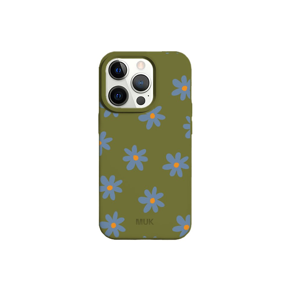 Funda de móvil TPU verde con diseño de flores
