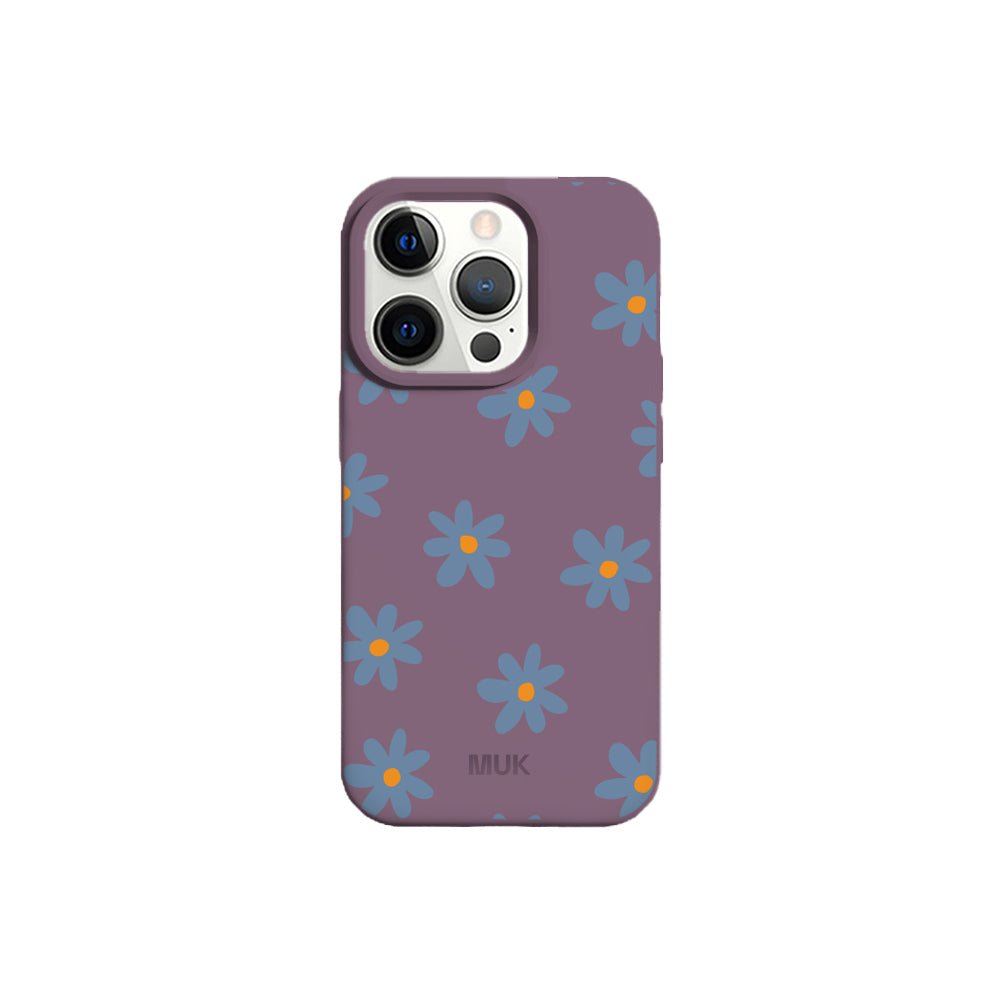 Funda de móvil TPU berenjena con diseño de flores
