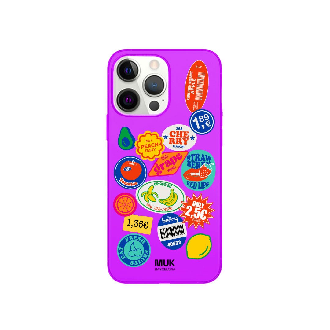 Funda de móvil color purple fluor con diseño Fruit

