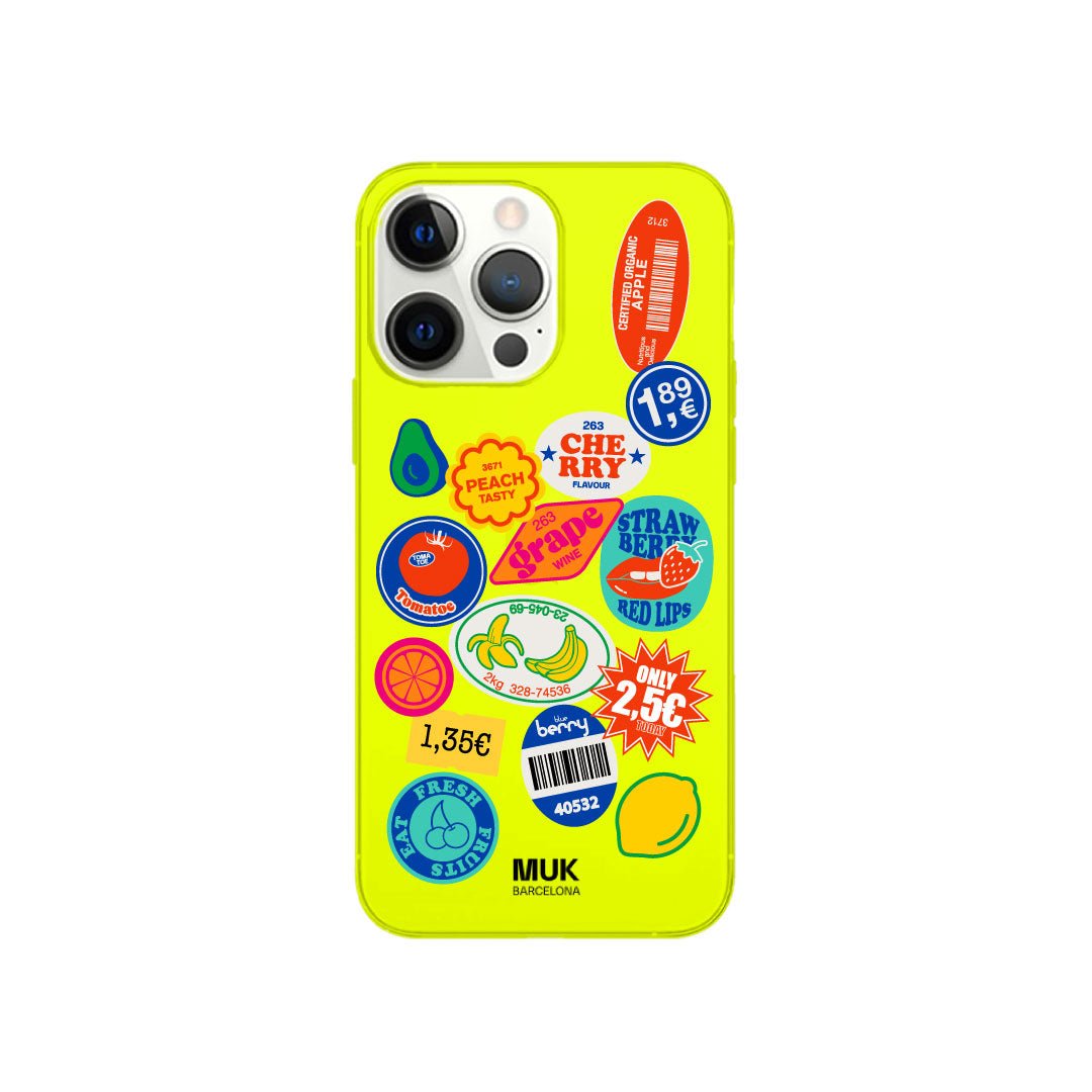 Funda de móvil color yellow fluor con diseño Double Stripes

