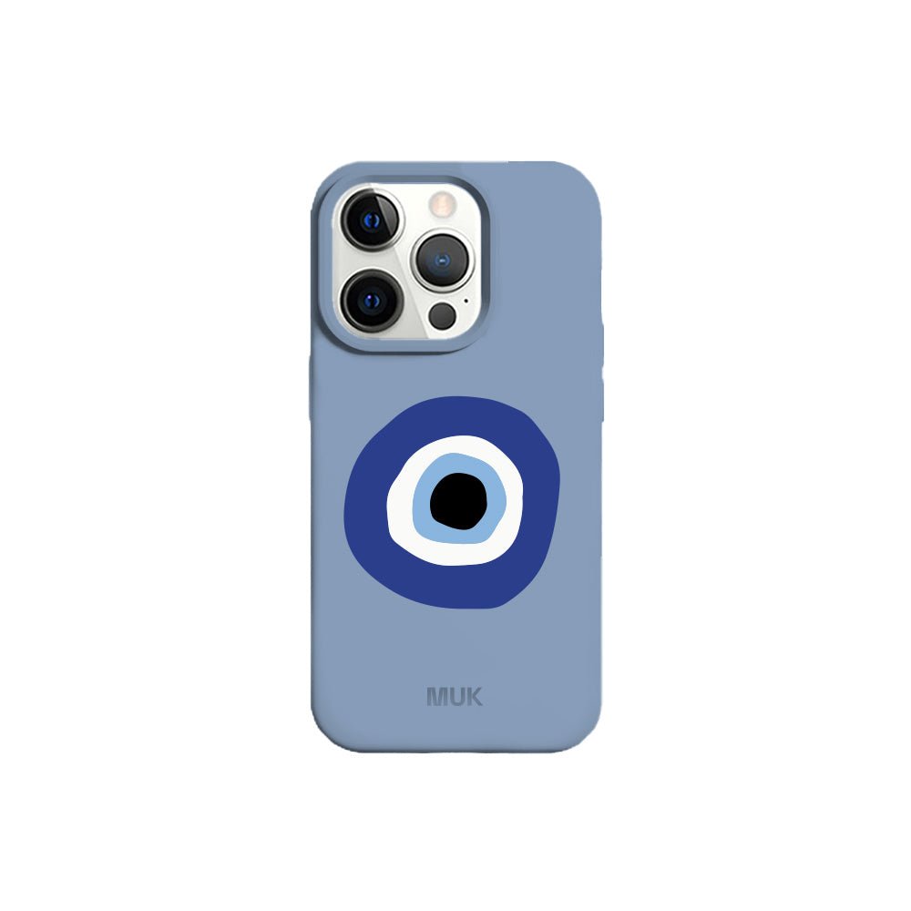 Blue TPU mobile phone case with Greek eye design
