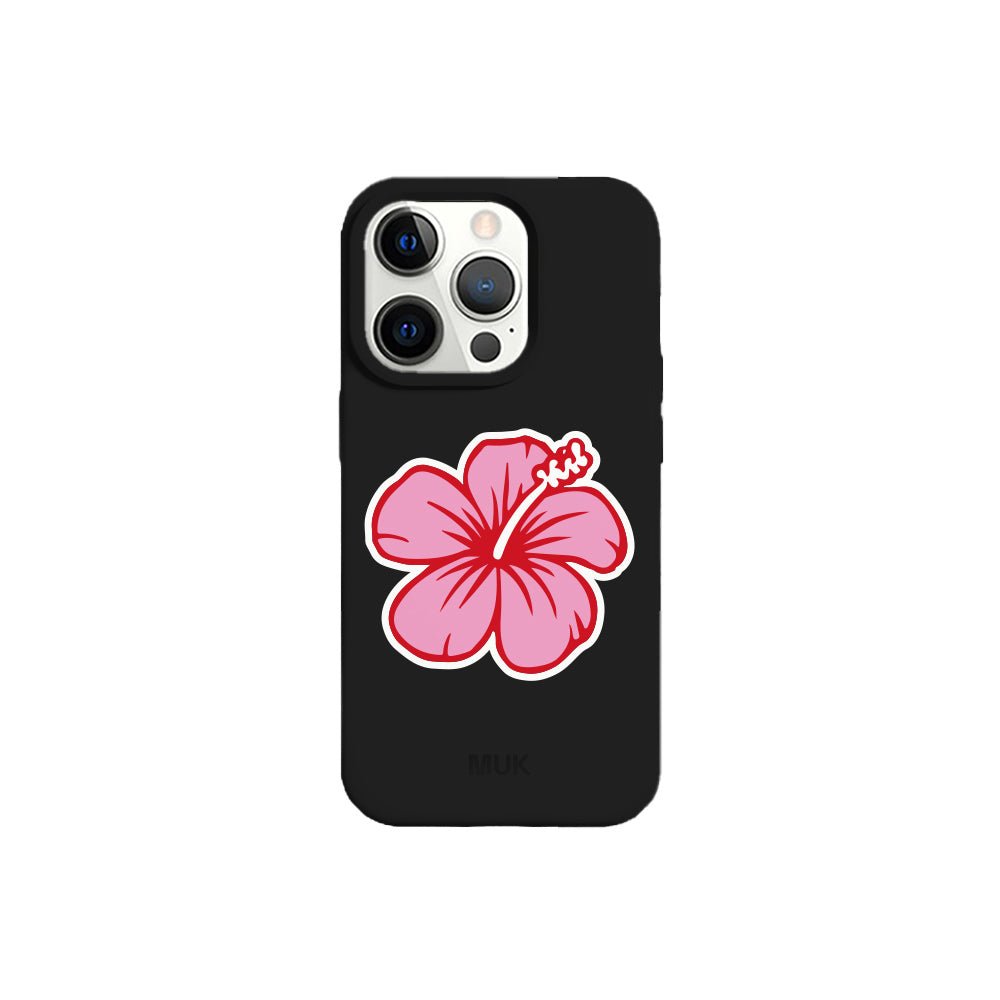 Funda de móvil TPU negra con diseño de hawai flower
