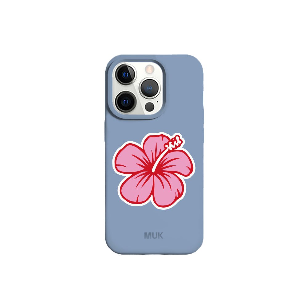 Blue TPU mobile phone case with Hawaii flower design
