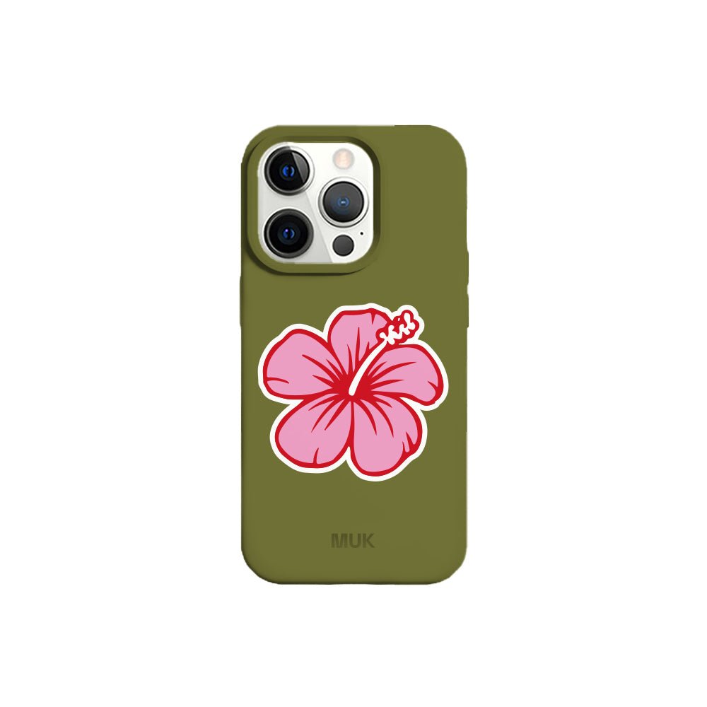 Green TPU mobile phone case with Hawaii flower design
