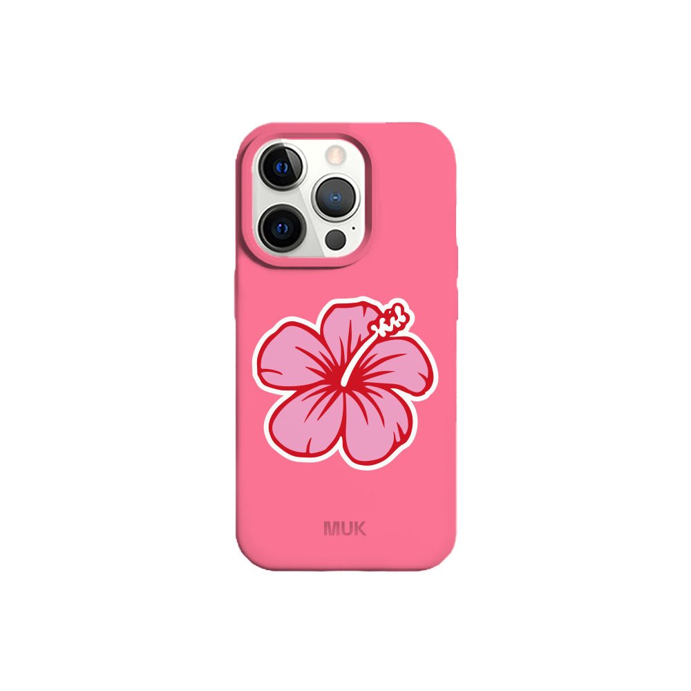 Pink TPU mobile phone case with Hawaii flower design
