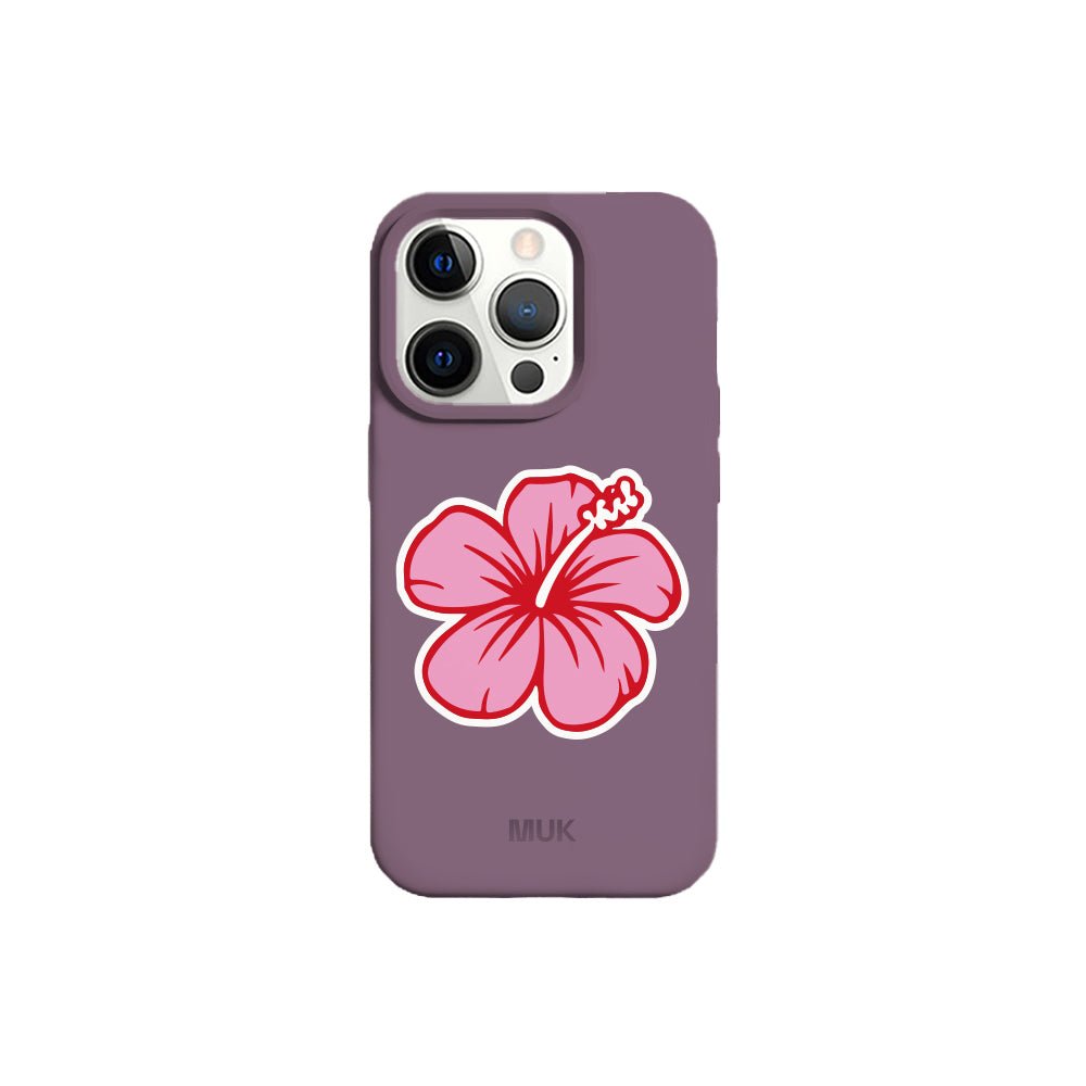 Funda de móvil TPU berenjena con diseño hawaian flower
