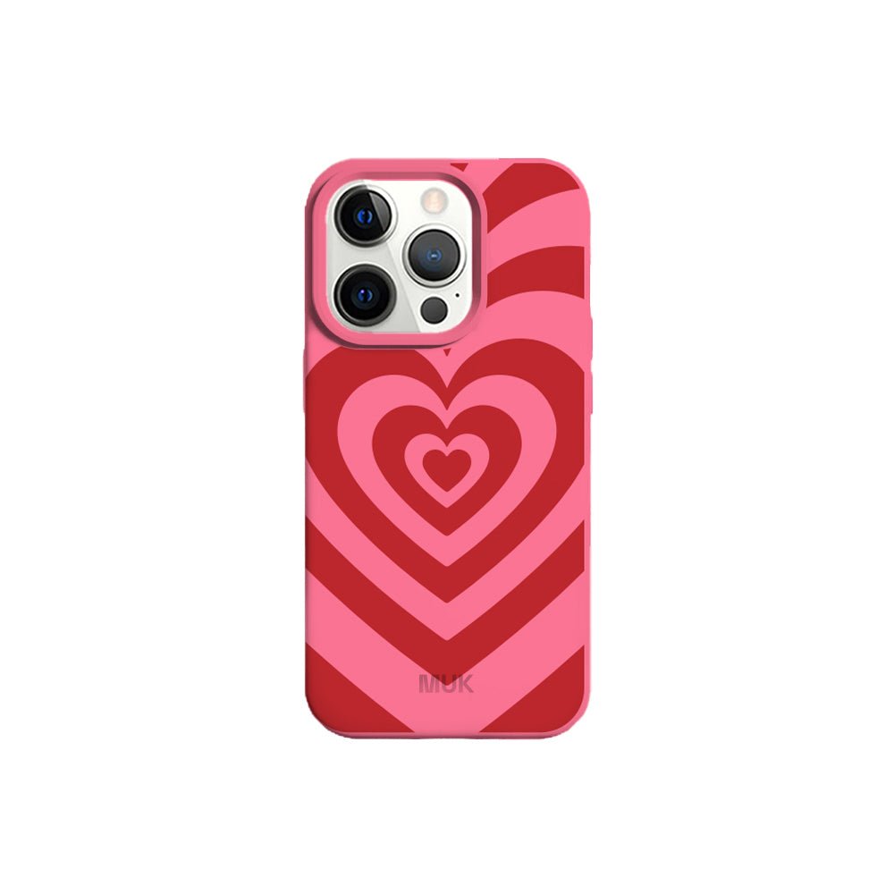 Funda de móvil TPU rosa con diseño de corazones.
