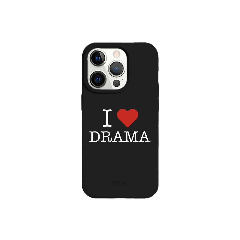 Black TPU mobile case with I Love Drama design
