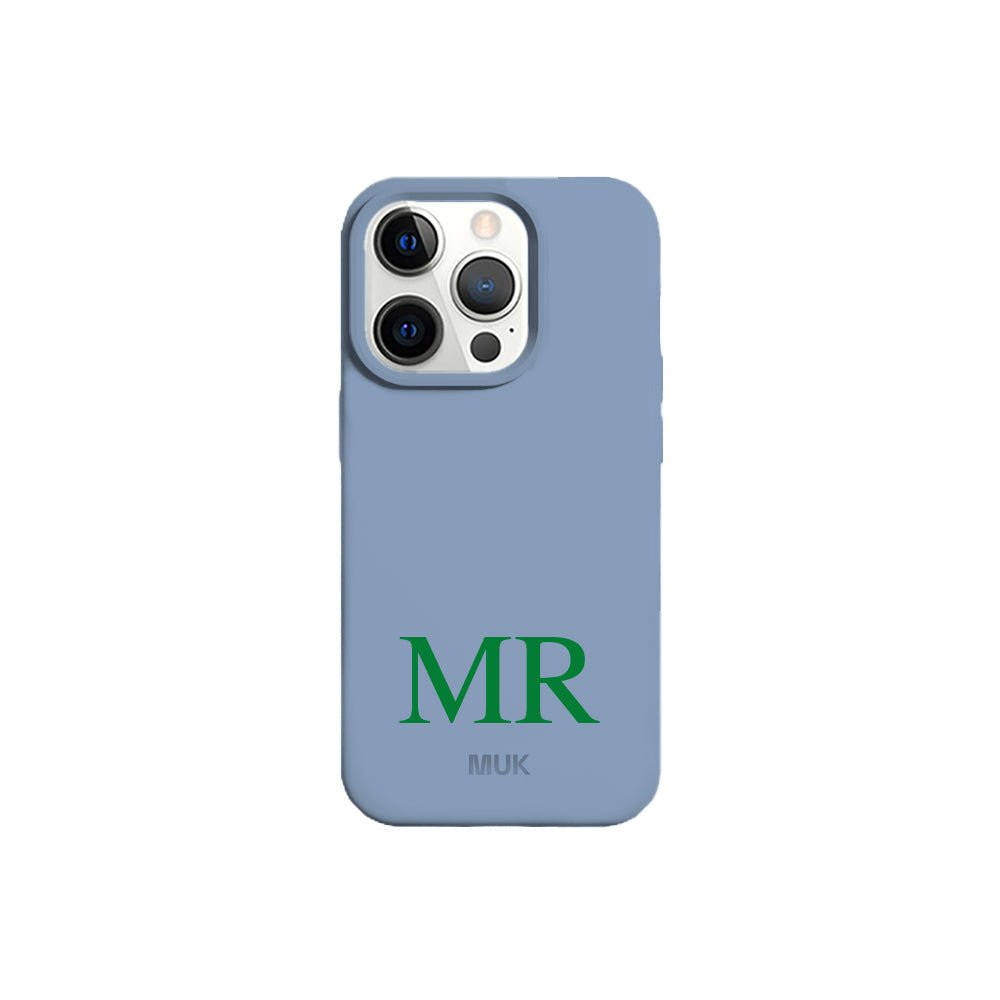 Blue TPU mobile phone case with personalized name design
