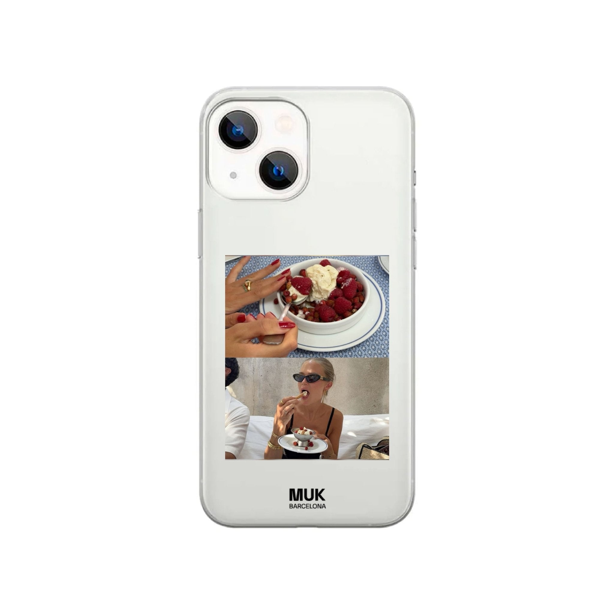 Funda de móvil transparente personalizada con tu foto y canción favorita.
