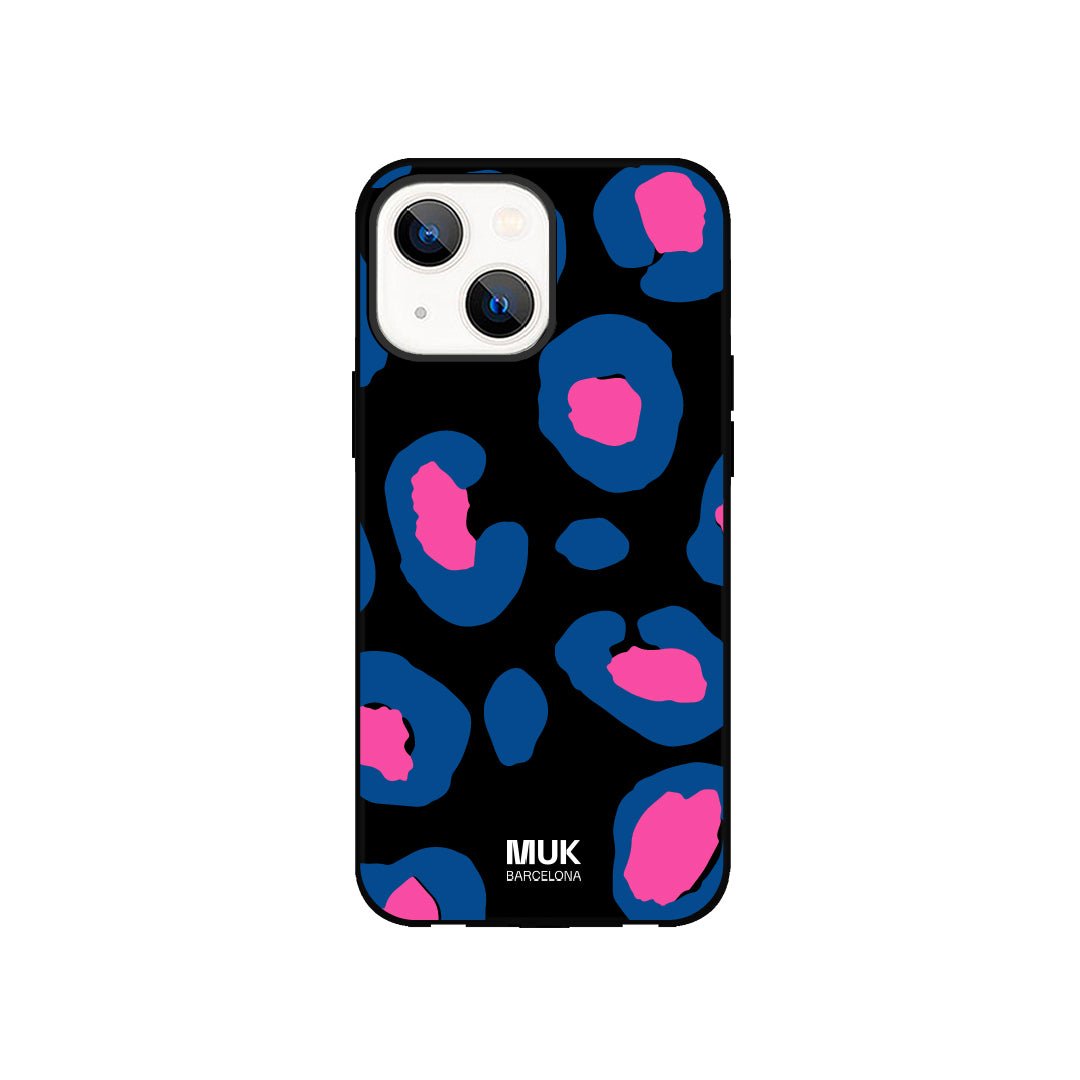Funda de móvil compatible con MagSafe con estampado de leopardo sobre base de color negro. Fundas de móvil con carga inalámbrica (a partir del iPhone12).

