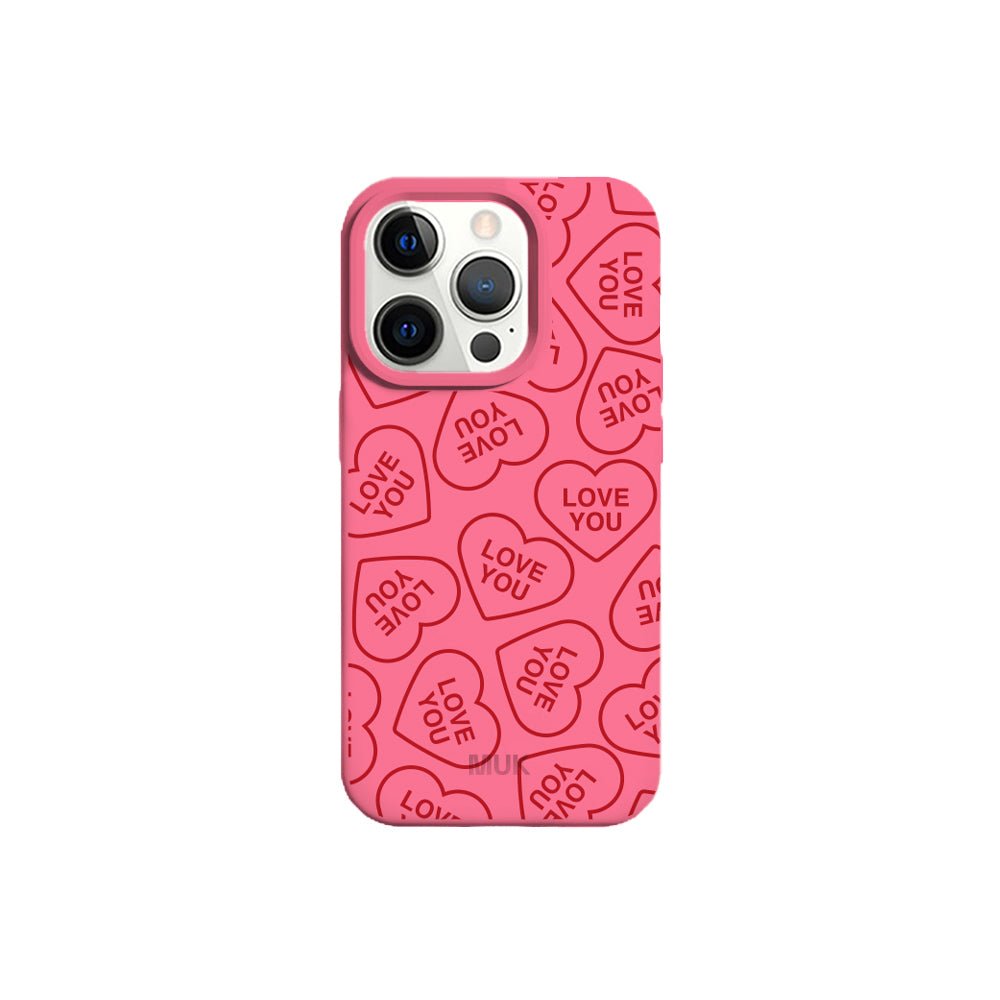 Pink TPU mobile phone case with "Love You" design
