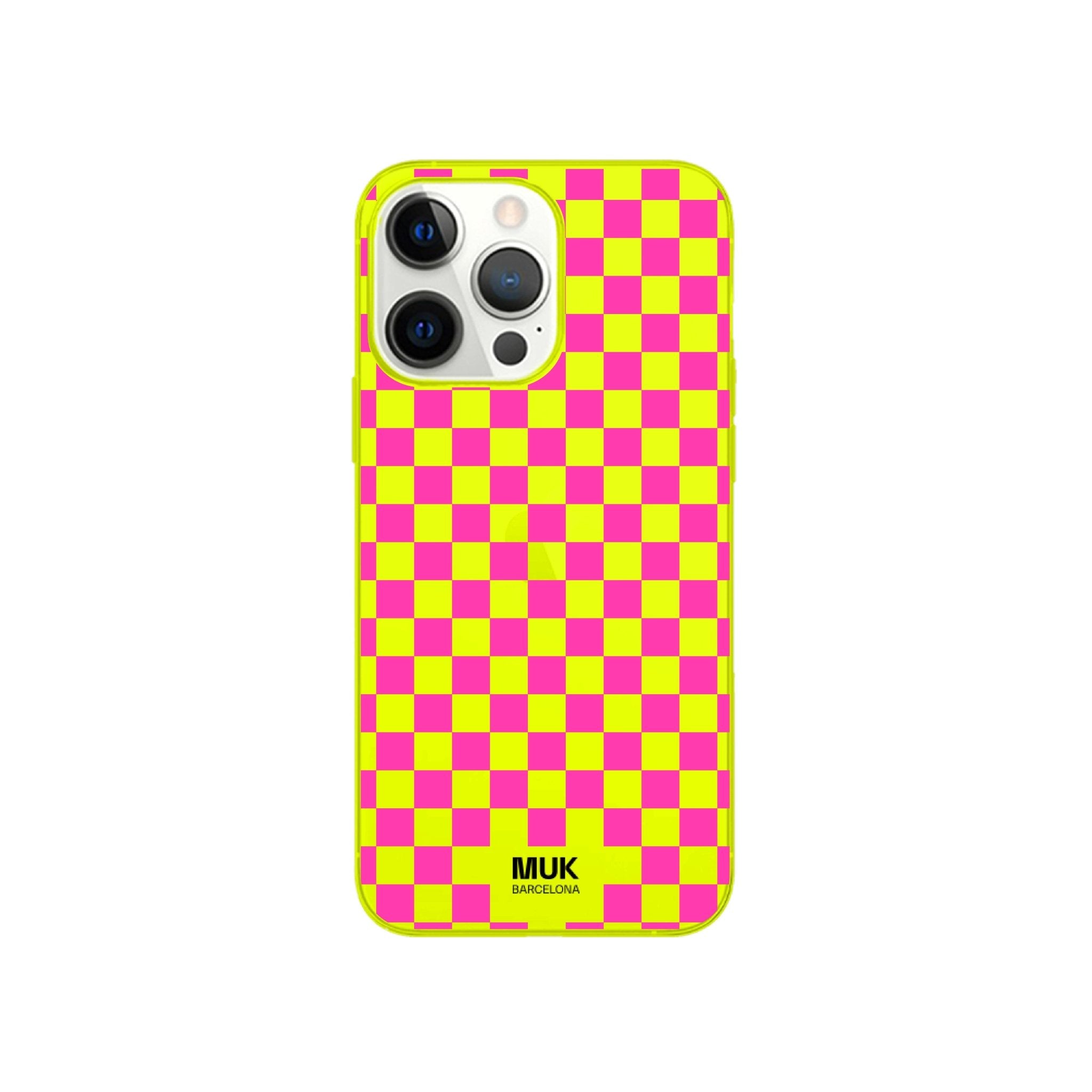 Funda de móvil color yellow fluor con diseño de mosaico
