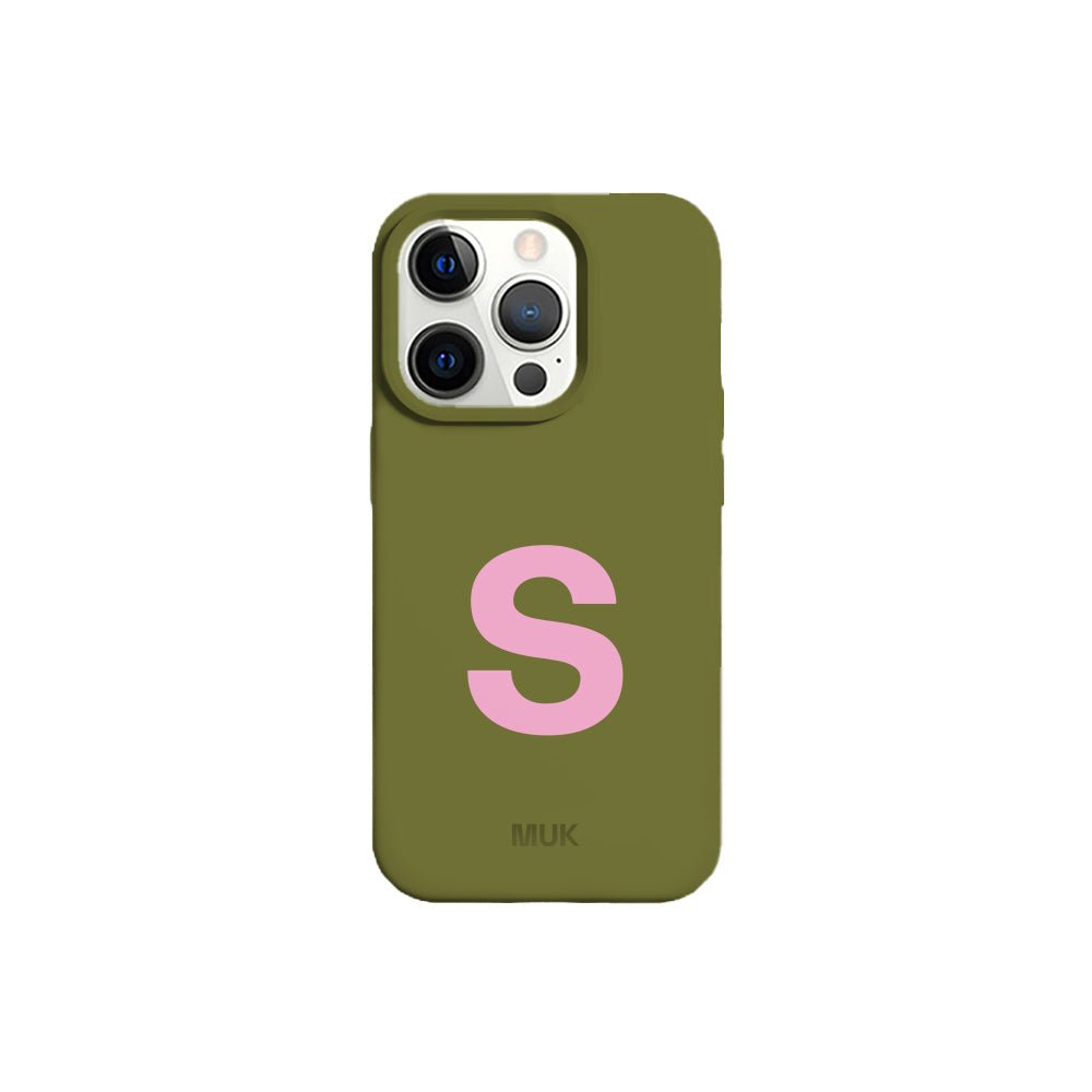 Green TPU mobile phone case with personalized name design
