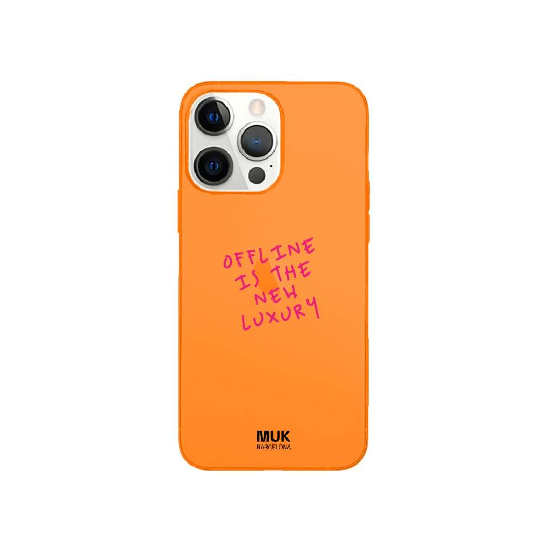 Funda de móvil color orange fluor con diseño Offline
