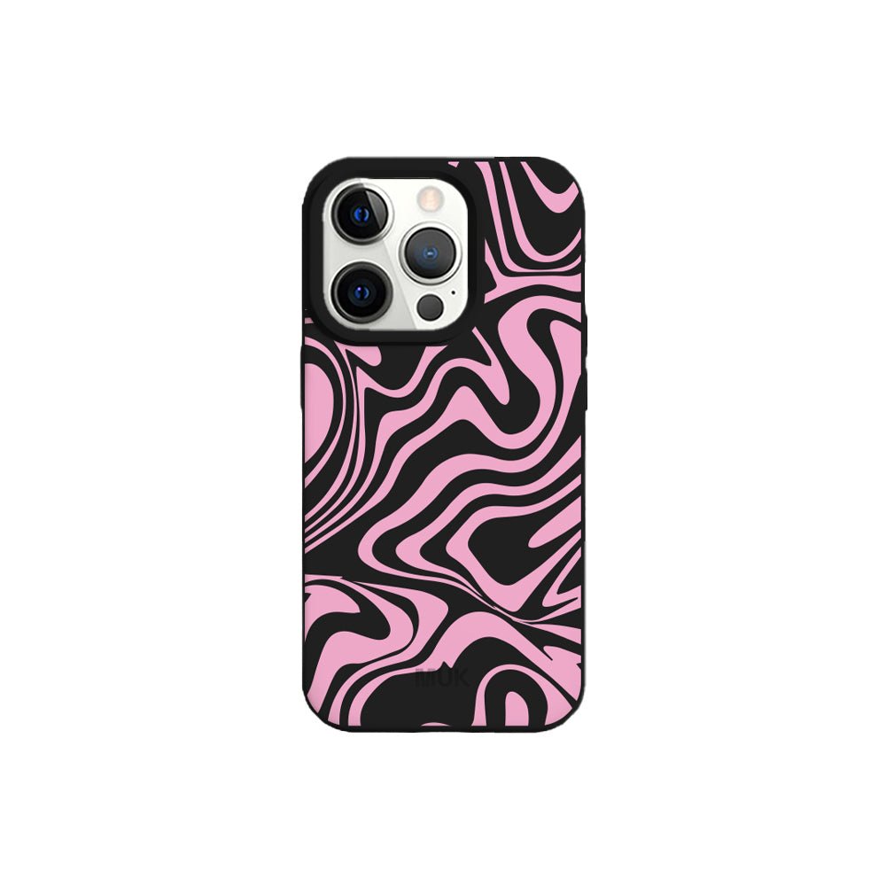 Funda de móvil TPU negra con diseño de ondas
