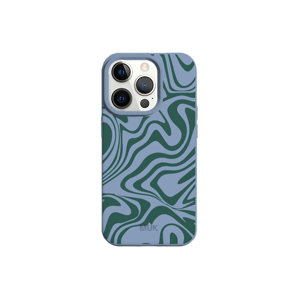 Funda de móvil TPU azul con diseño de ondas
