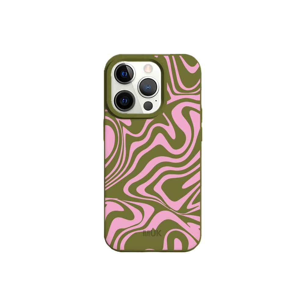 Funda de móvil TPU verde con diseño de ondas
