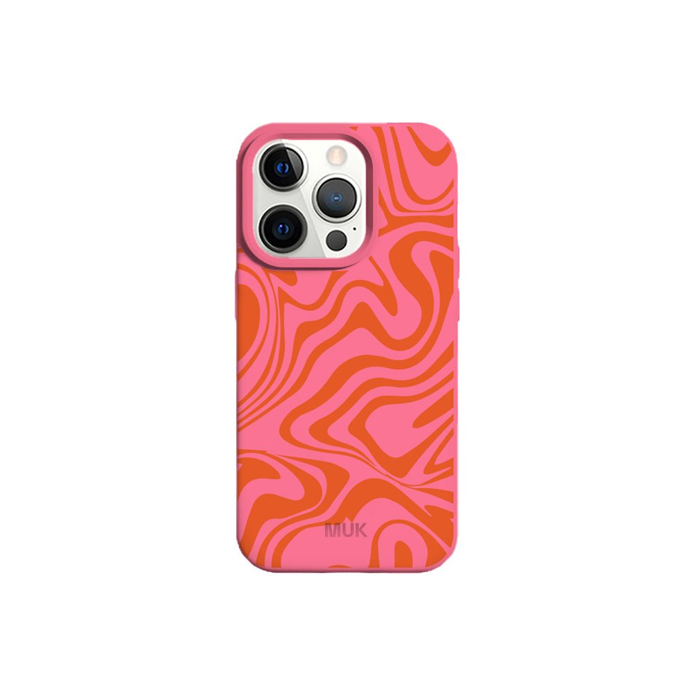 Funda de móvil TPU rosa con diseño de ondas
