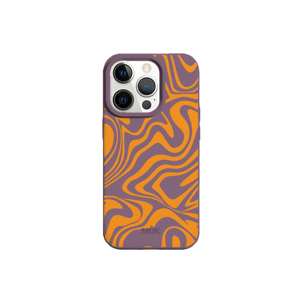 Funda de móvil TPU berenjena con diseño de ondas
