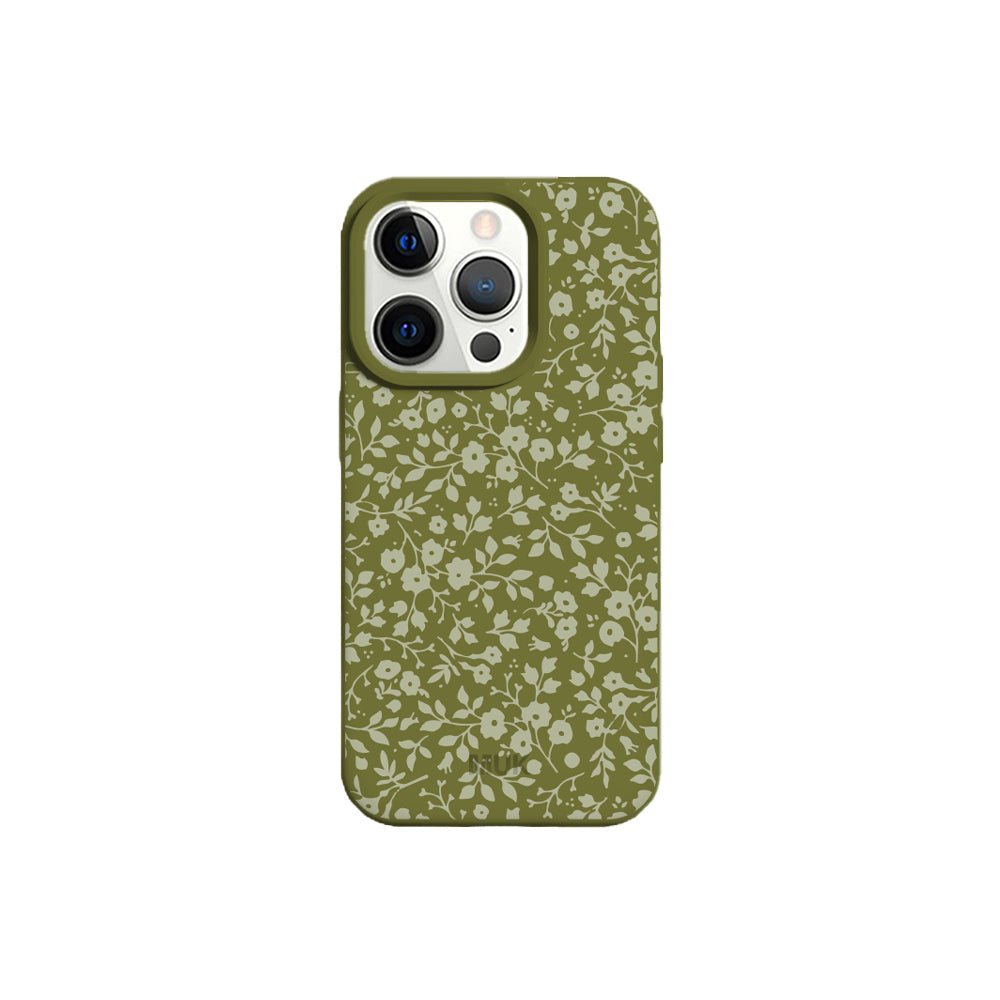 Green TPU mobile phone case with flower pattern design
