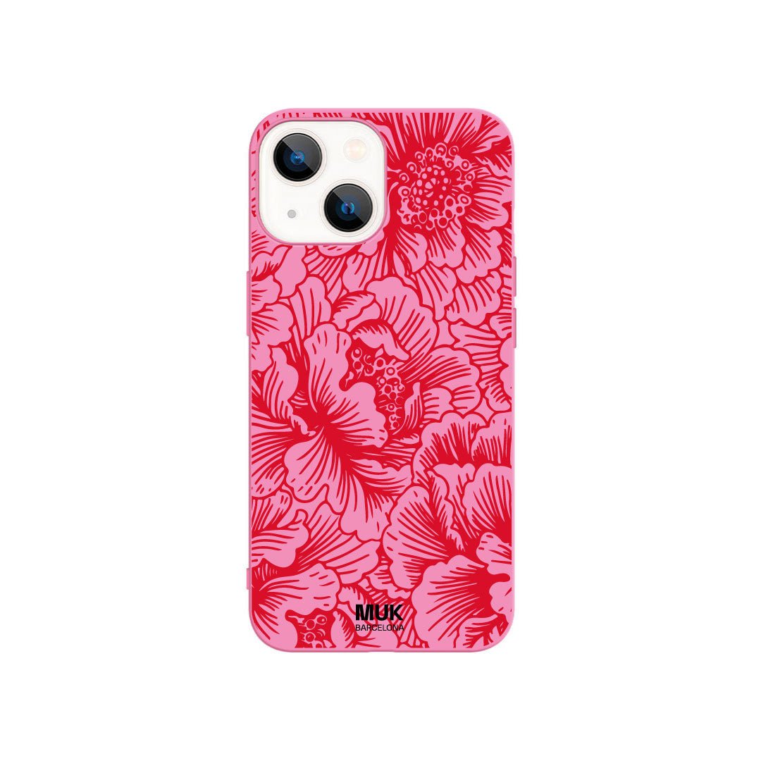 Funda de móvil TPU rosa con pattern de flores
