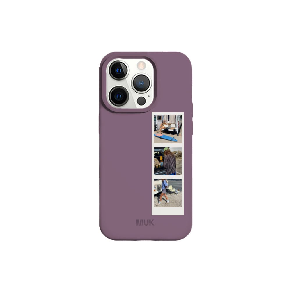 Funda de móvil TPU berenjena con diseño de photomaton
