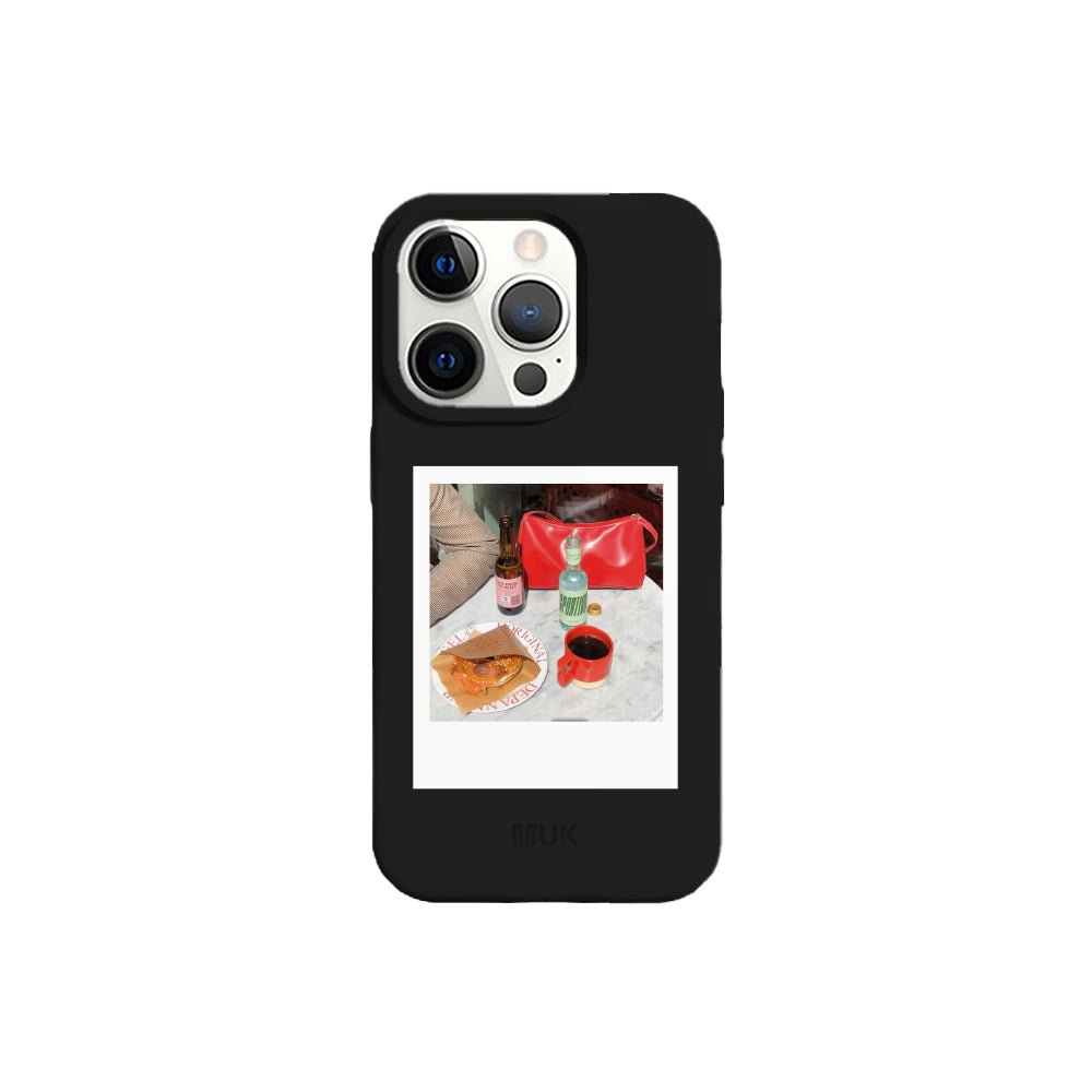 Funda de móvil TPU negra con diseño de polaroid
