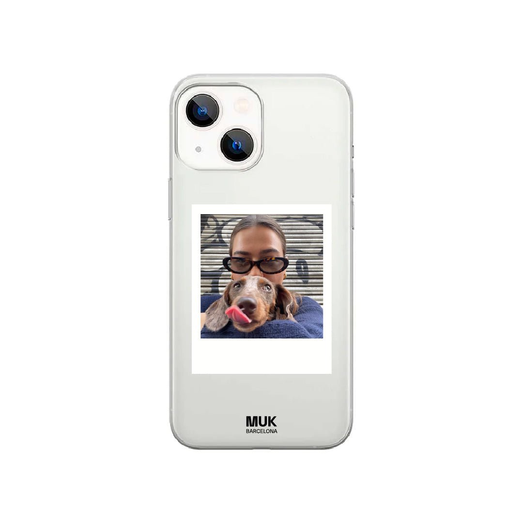 Clear Phone Case personalized Polaroid photo. Always carry your favorite photo with you.
