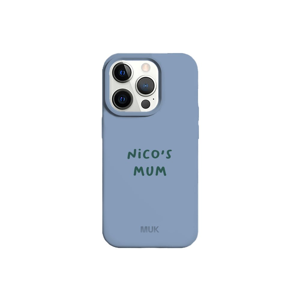 Blue TPU mobile phone case with personalized name design
