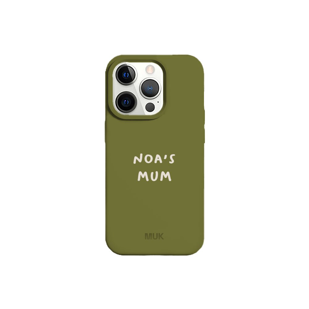 Green TPU mobile phone case with personalized name design
