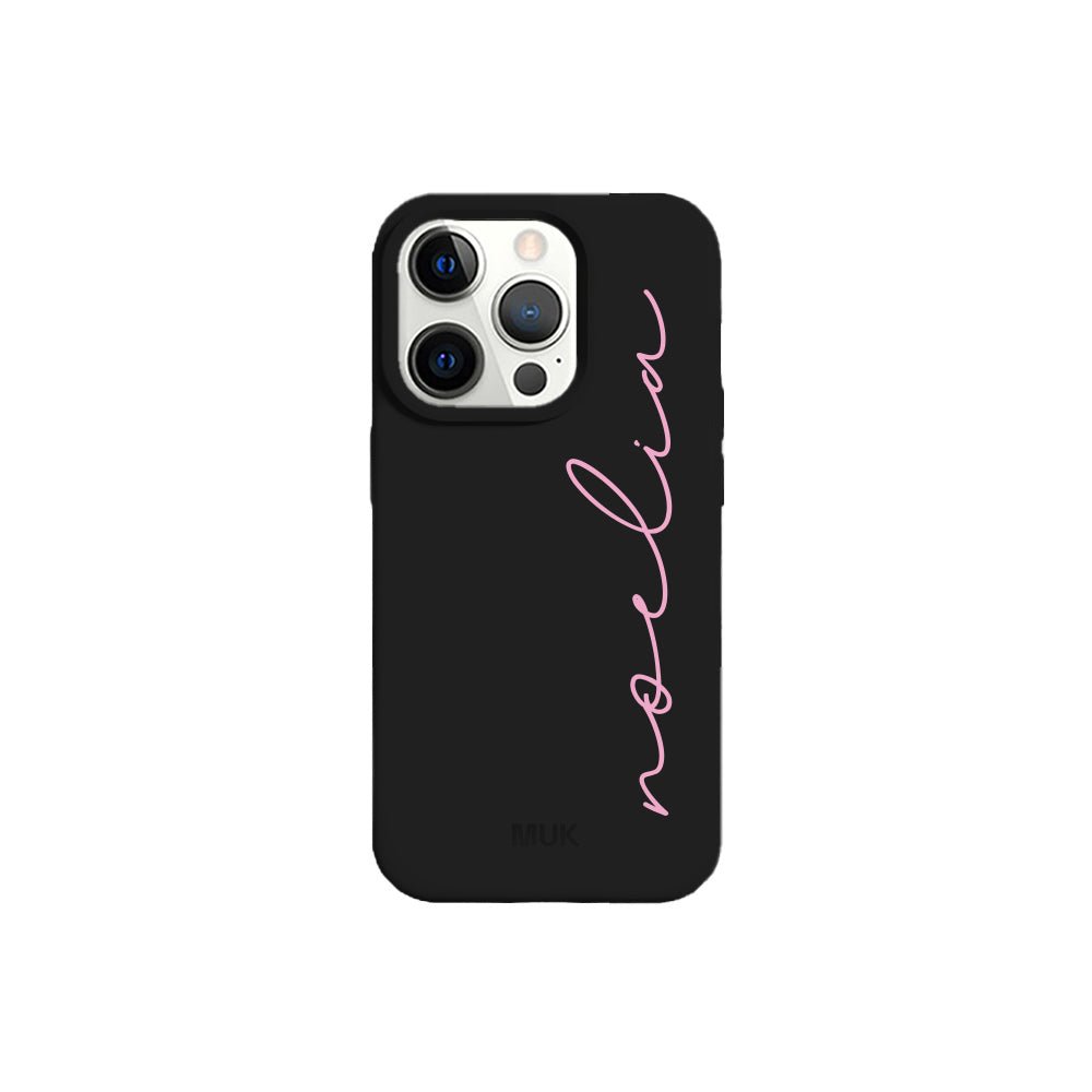 Black TPU mobile phone case with personalized name design
