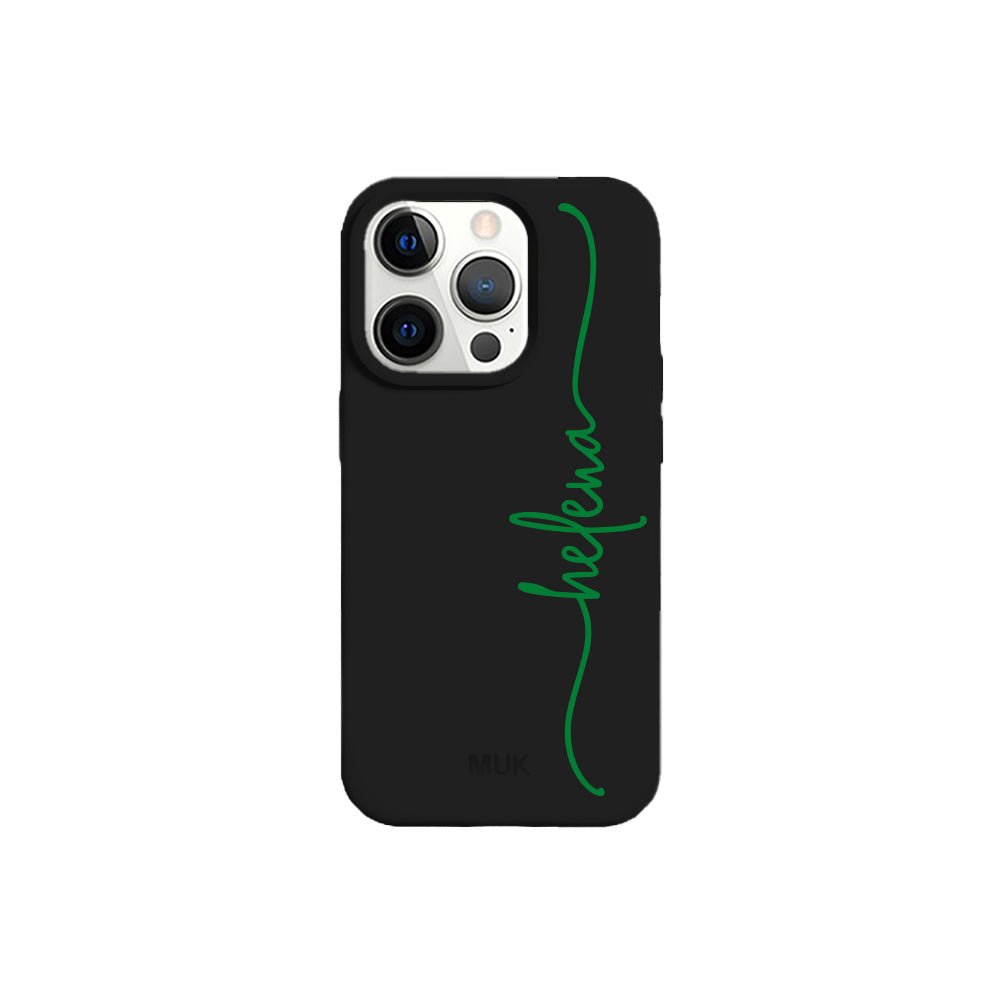 Black TPU mobile phone case with personalized name design
