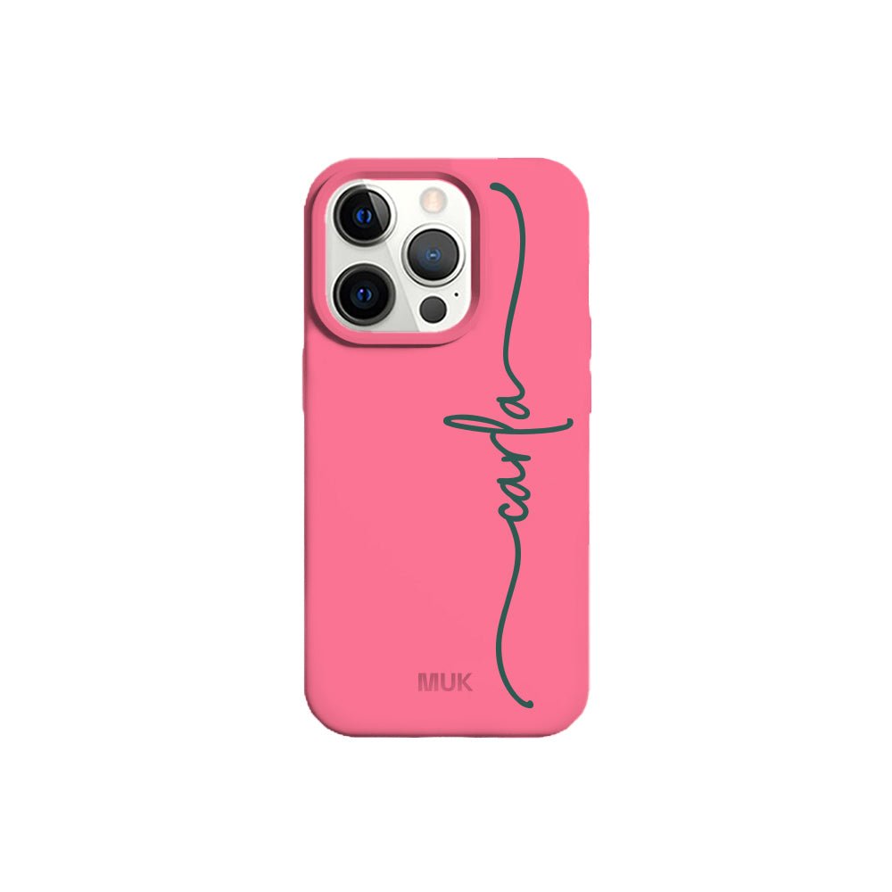 Funda de móvil TPU rosa con personalización de nombre
