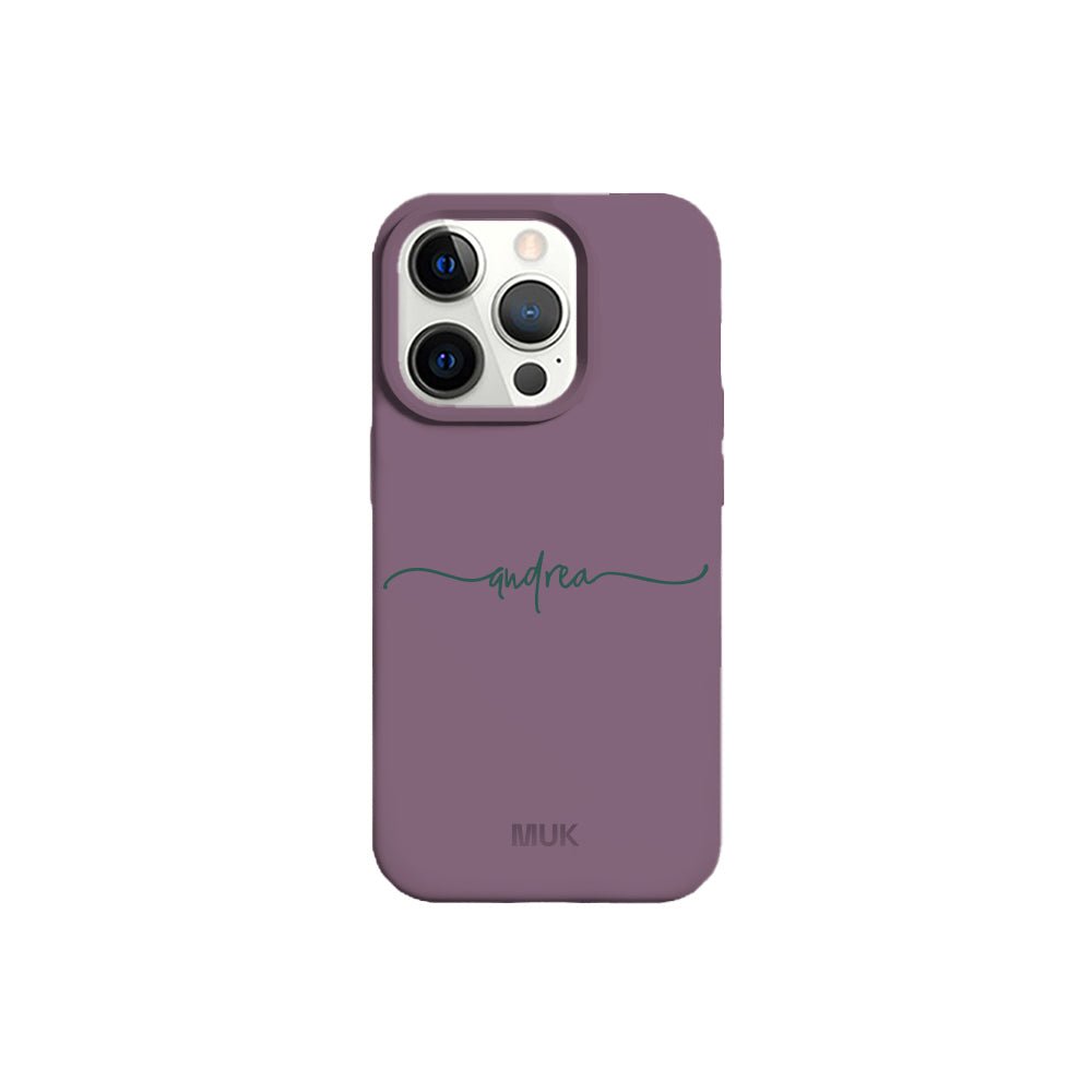 Funda de móvil TPU berenjena con diseño con nombre personalizado
