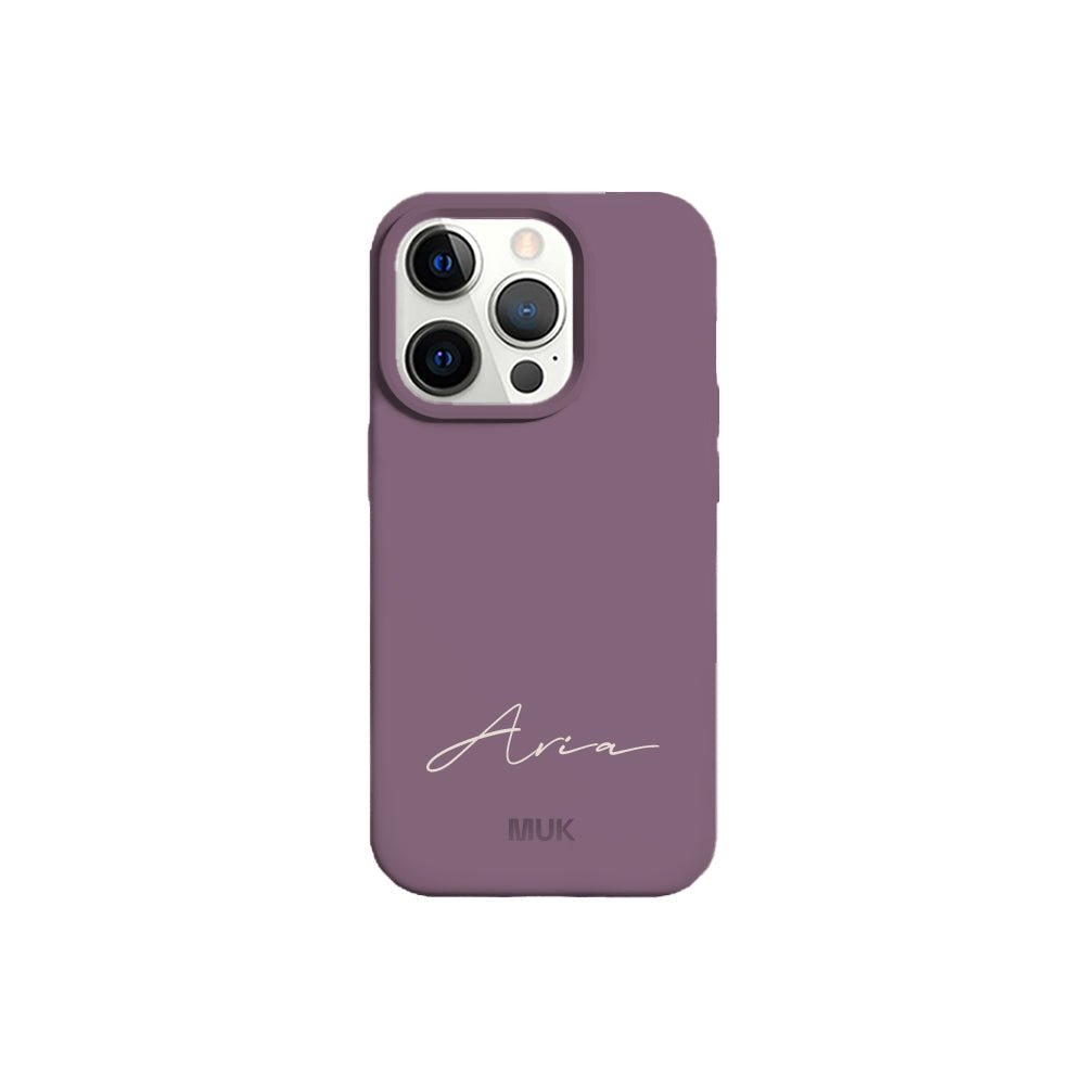 Eggplant TPU mobile phone case with personalized name design
