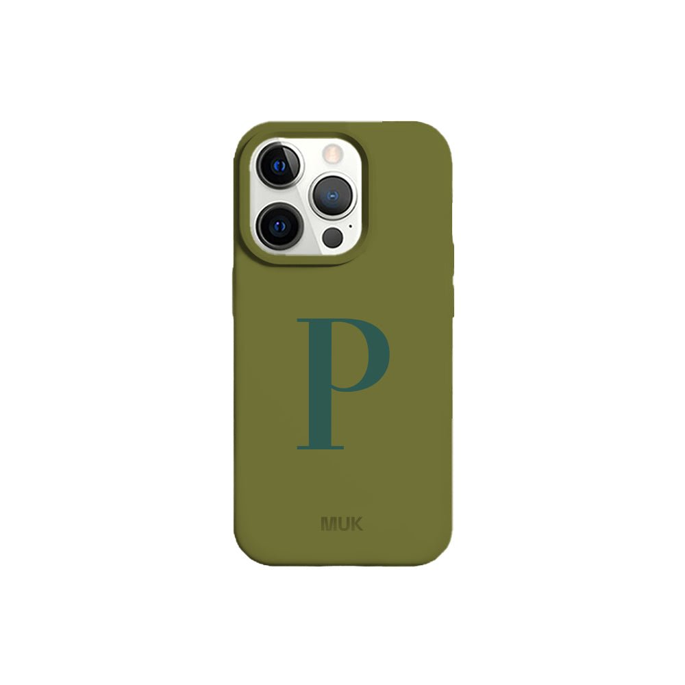 Green TPU mobile phone case with personalized name design
