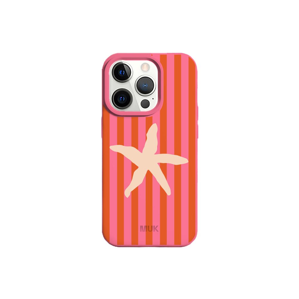 Funda de móvil TPU rosa con diseño estrella de mar
