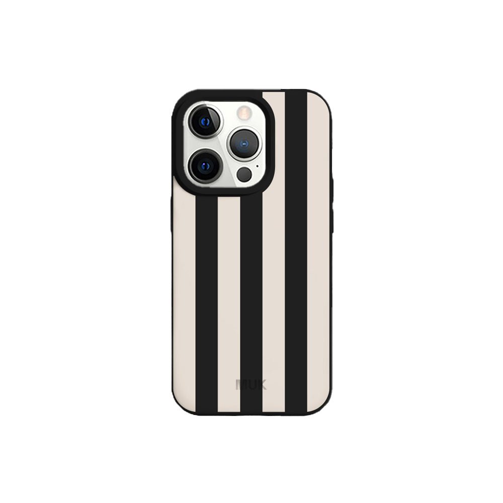 Funda de móvil TPU negra con diseño de rayas
