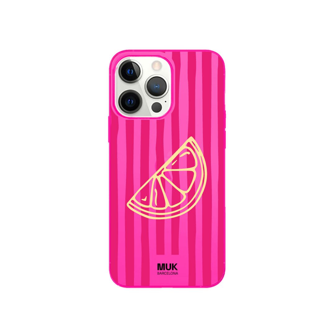 Funda de móvil color pink fluor con diseño Stripes Lemon
