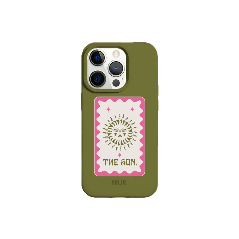 Funda de móvil TPU verde con diseño carta solar
