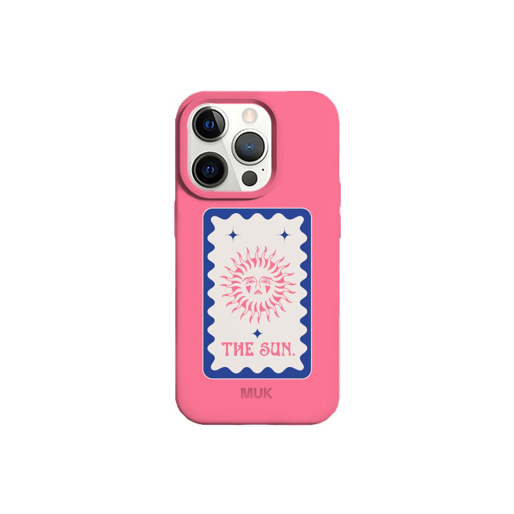 Funda de móvil TPU rosa con diseño carta solar
